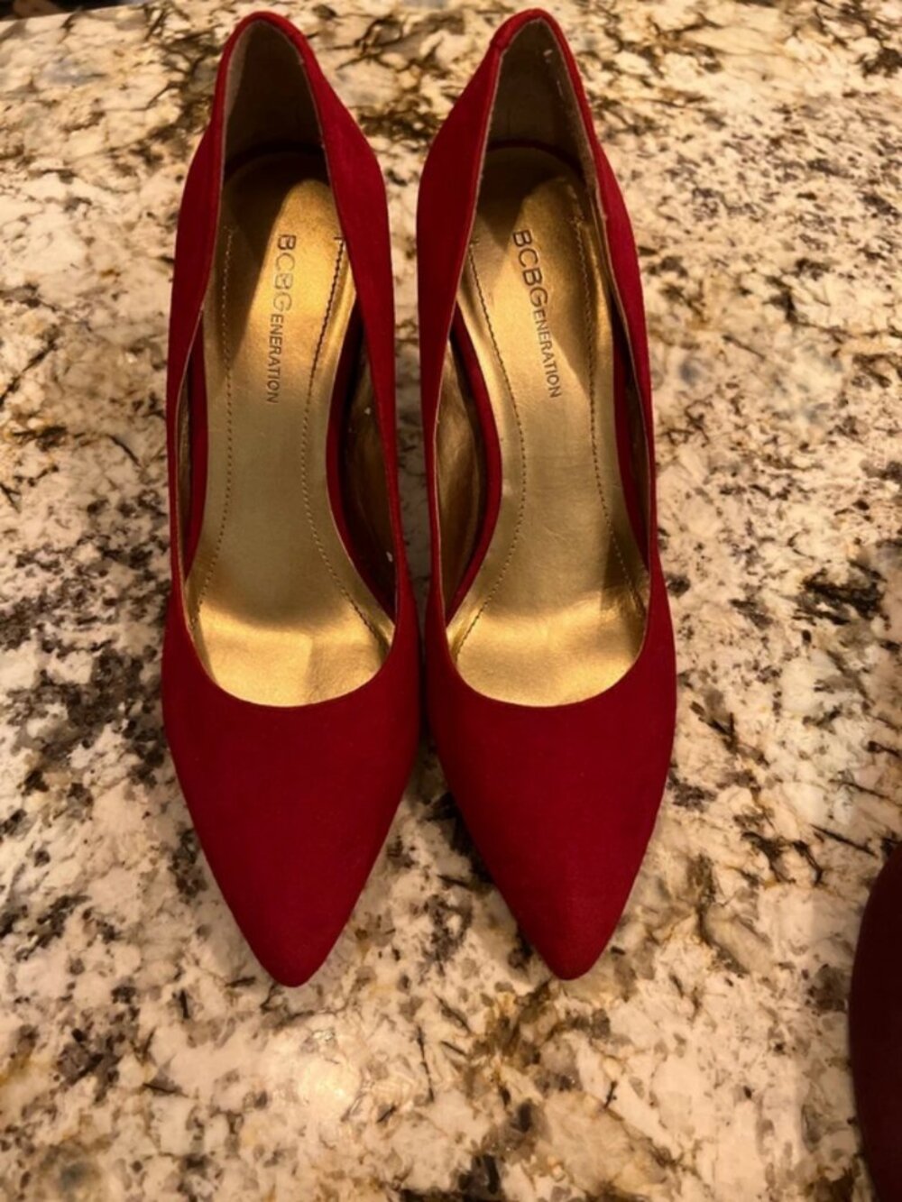 BCBG Generation red pointed toe pumps size 7 suede heels